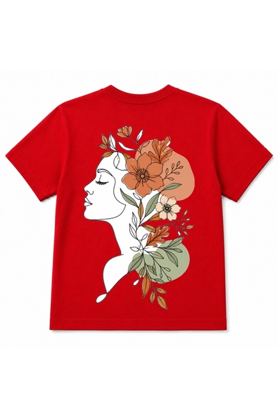 Rabona Fashion Tricou Grafic pentru Copii cu Artă Liniară: Femeie Florală „Su...