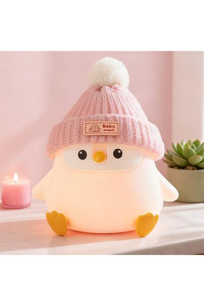 GENERAL FAMIDUO Penguin Night Light,Cute Pink Penguin Lamp with Hat,Kids Room...
