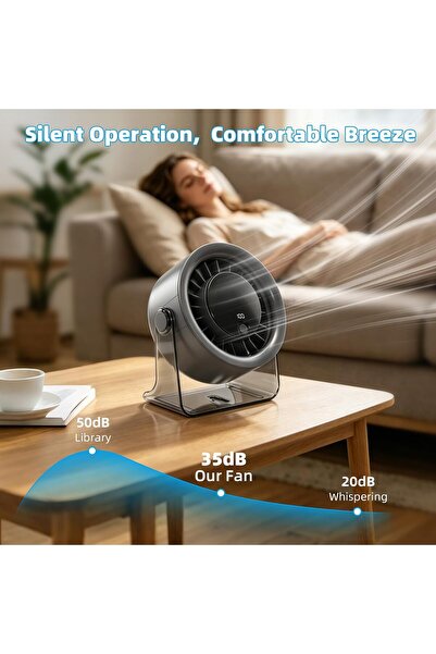 GENERAL Small Desk Fan, 100-Speed Rechargeable USB Fan with LED Display, Wall...