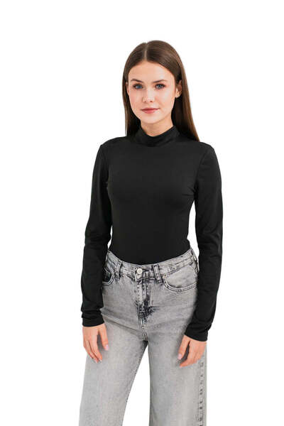 SOLLUXE DAKKOTA - long sleeve bodysuit with turtleneck, black