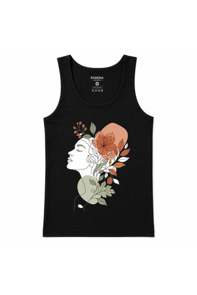Rabona Fashion Maiou cu grafică florală în stil artă liniară „Suflet înflorit...