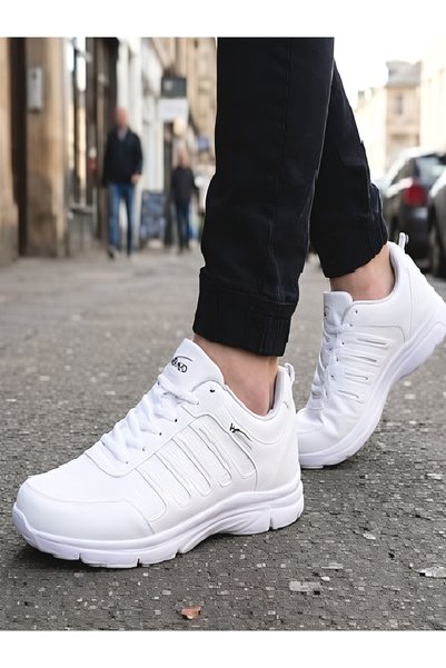 Awidox Erkek Siyah Beyaz Sneaker Spor Ayakkabı Ortopedik Taban Günlük Yürüyüş...