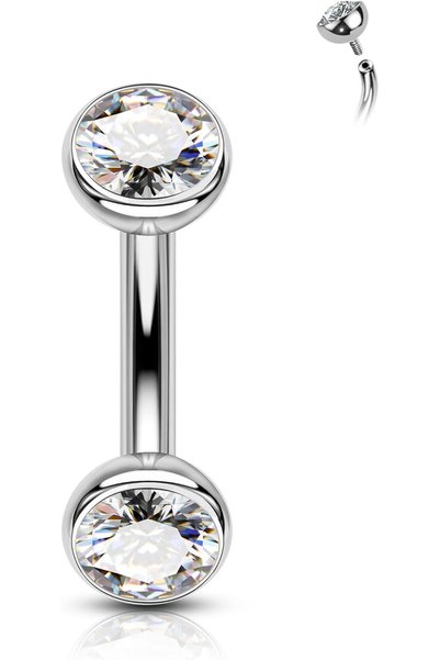 GENERAL COCHARM Titanium Belly Button Ring 14G Clear CZ Belly Button Piercing...