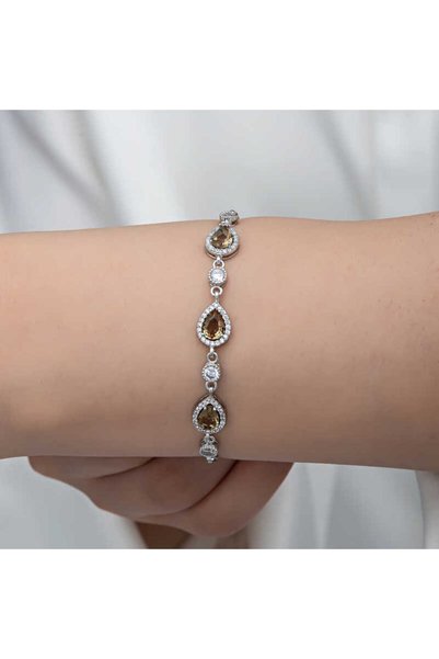 BlackCraft سوار نسائي من الفضة مرصع بحجر الزولتانيت