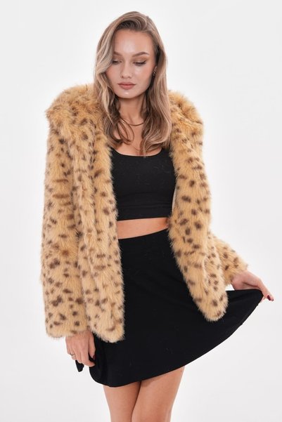 navy ESL Hooded Fur Jacket