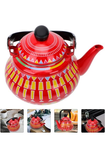 Generic Brand 1.5L Traditional Style Enamel Kettle, Decorative Compact Tea & ...