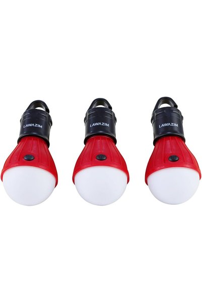 Lawazim LED Tent Light - 3 Piece Red - Portable Emergency Camping Bulb with 3...