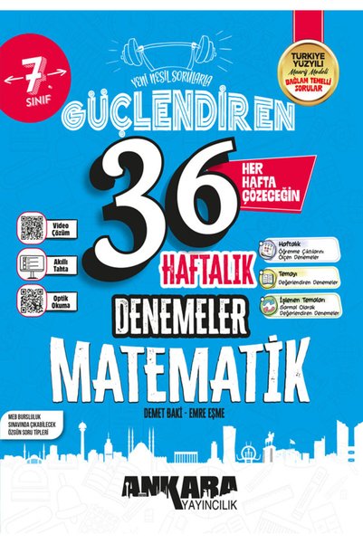 Ankara Yayıncılık 7. Sınıf Güçlendiren 36 Haftalık Matematik Denemeler 2027 G...