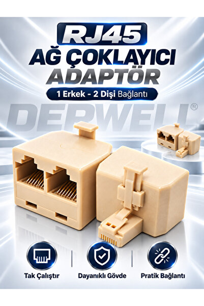 Derwell Yeni 2026 Model RJ45 Ethernet Çoklayıcı Dağıtıcı Adaptör | 1 Erkek 2 ...