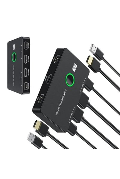 AZONEE محول KVM، محول KVM لشاشة واحدة وكمبيوترين، محولات KVM HDMI لمشاركة شاش...