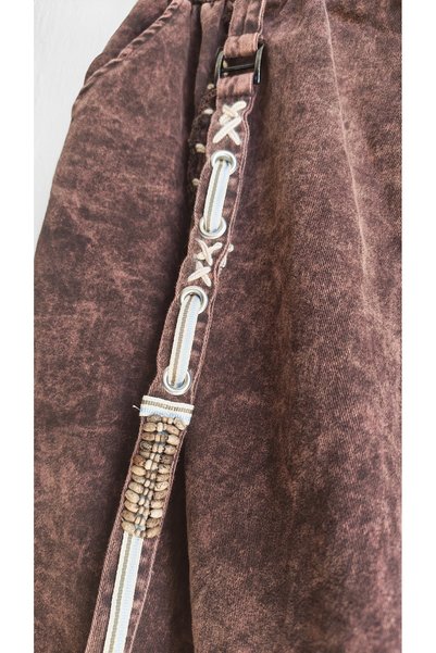 Boutique Juji BOHEM STİL VİNTAGE YIKAMA BORDO SALAŞ PANTOLON