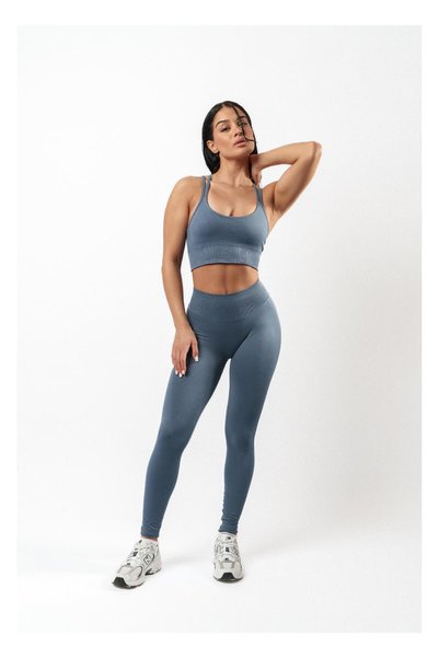 Superstacy Sutien sport Indigo Jade fără cusături cu spate încrucișat