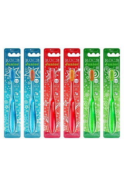 R.O.C.S. Junior Toothbrush for Children Ages 6–12 | Soft Triple-Tuft Bristles...