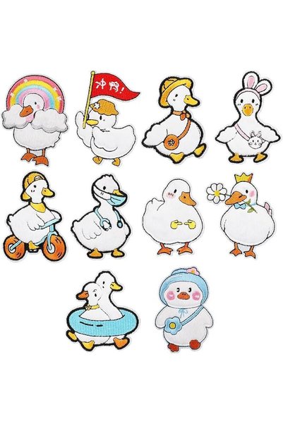 KASTWAVE 10pcs Cute Duck Iron-On & Sew-On Patches for Kids, Adorable Embroide...