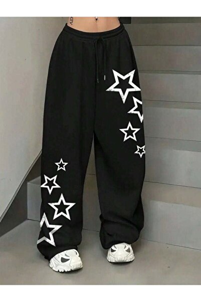 Ryam Pantaloni de trening MOODA unisex supradimensionați, cu 3 fire, cu impri...