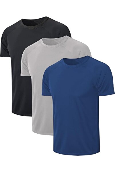 GENERAL 3 Pack Running T-shirts for Men Quick Dry Gym T Shirt Short Sleeve Cr...