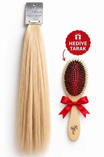 cezbehairsalon %100 Gerçek İnsan Saçı Bant Kaynak Buz Sarısı 40 Adet 65 cm 10...