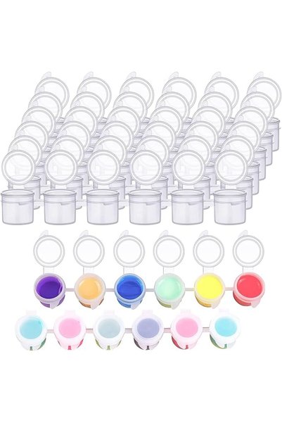 SYOSI Empty Paint Pots with Lids, Clear Paint Cup Strips with Lids, Easy Open...