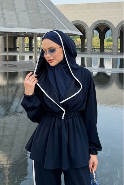 Şule Giyim Naly Hooded Suit Navy Blue