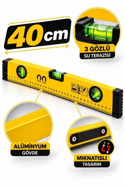 DepoMega 40 CM Alüminyum Mıknatıslı Su Terazisi