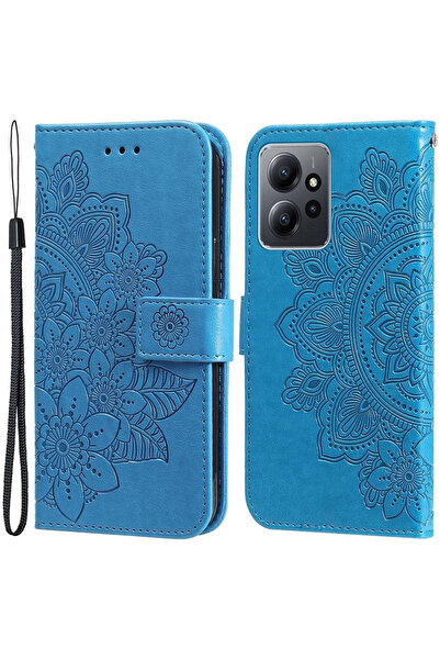 XGSM Husă tip carte pentru Xiaomi Redmi Note 12 4G, Floare Mandala, Albastru