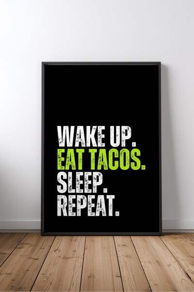 KEYFHOME Taco Lifestyle Kitchen Scris în rama MDF Tablou Poster Bucătărie Dec...