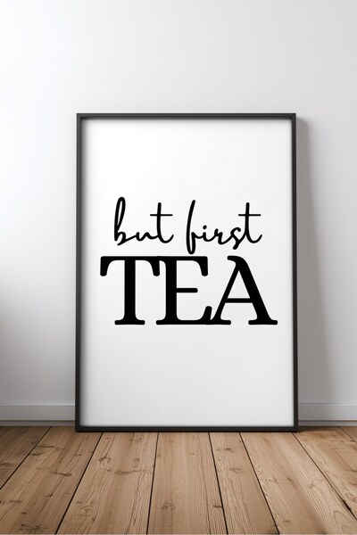 KEYFHOME But first tea kitchen - "kitchen" lettering no. 1 framed mdf art pos...