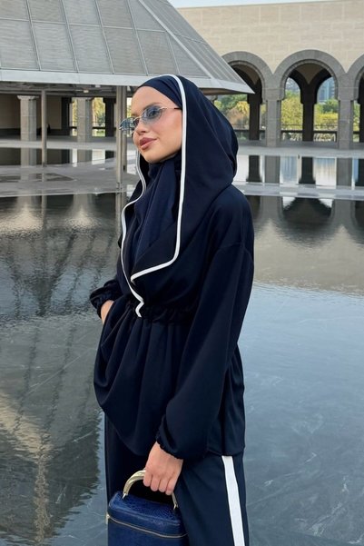 Şule Giyim Naly Hooded Suit Navy Blue