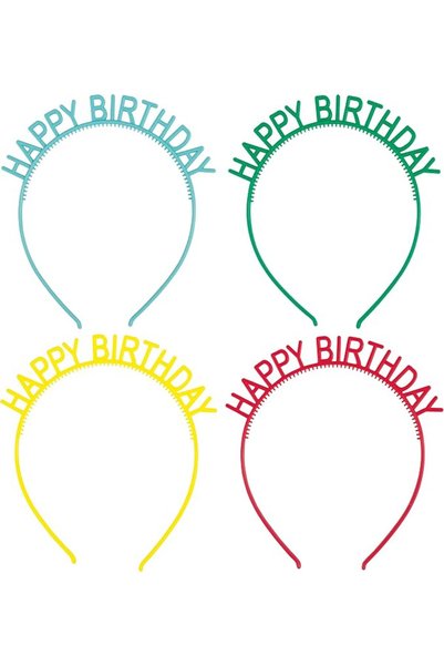 Unique Happy Birthday Headbands - Pack of 4