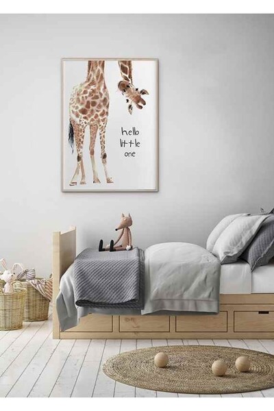 KEYFHOME Hello Little One Girafa Poster de pictură pe tablă MDF cu ramă din l...