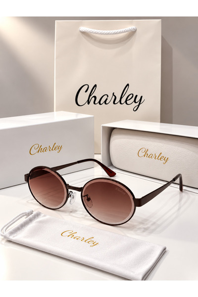 Generic Brand Charley Women's Round Brown Frame Pink Brown Gradient Lens Sung...