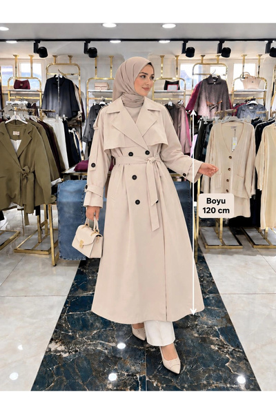 Butik Bej Yeni Sezon Trençkot Modelimiz