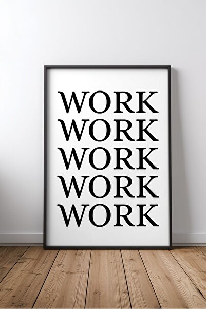 KEYFHOME Muncă Muncă Muncă Muncă Citat motivant în engleză Încadrat MDF Tablo...