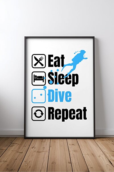 KEYFHOME Eat sleep dive repeat sports motivation written no 2 framed mdf tabl...