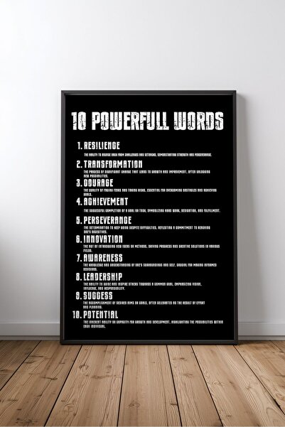 KEYFHOME 10 Cuvinte Motivatoare în Engleză Poster de birou înrămat din MDF, D...