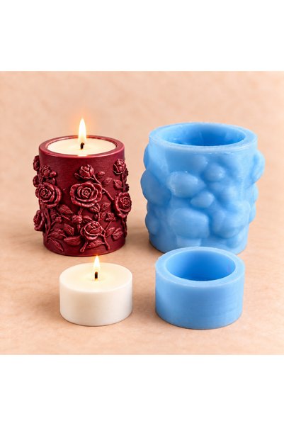 Luce Mondo Craft Silikon Kalıp Gül Küçük Boy Mumluk/Şamdan Set