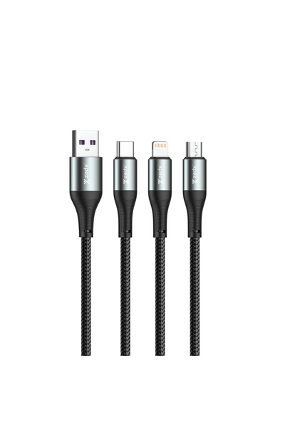 ZEDX ZX-014 3-in-1 Fast Charging & Data Cable 1.2m - Black