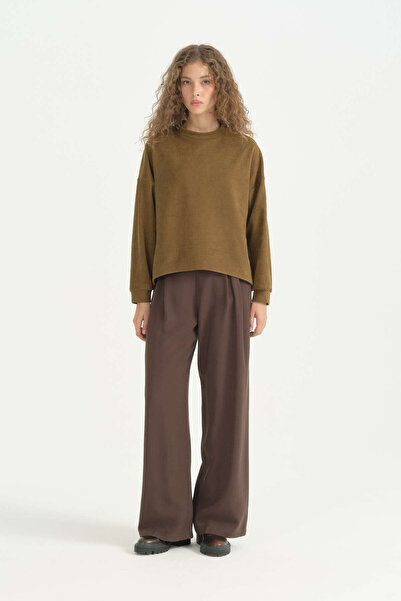 Nihan Kumaş Mixli Tarz Lyocell Sweat - Olive