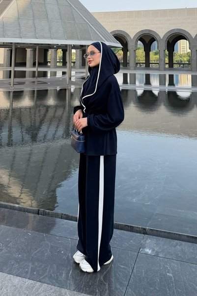 Şule Giyim Naly Hooded Suit Navy Blue