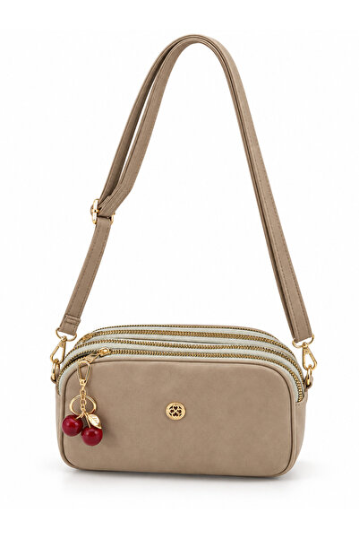 cantamella Three Zippered Suede Bags, Shoulder and Crossbody Bag with Gold Ch...
