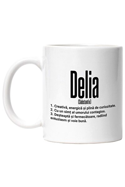 INOVATIX Personalized white mug, Name Delia, and, Creative, Smart, Curious, F...