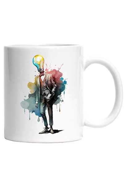 INOVATIX Personalized white mug, Abstract Art, Male Silhouette in Suit, Light...