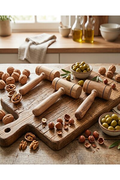 dnz DENİZ AHŞAP Handmade Small Wooden Pestle Olive Walnut Hazelnut Crusher Se...