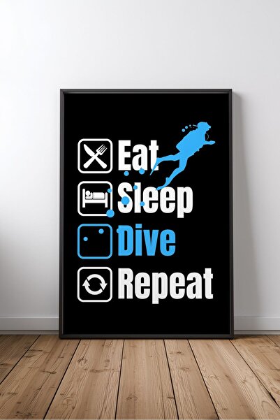 KEYFHOME Eat sleep dive repeat sports motivation written no 2 framed mdf tabl...