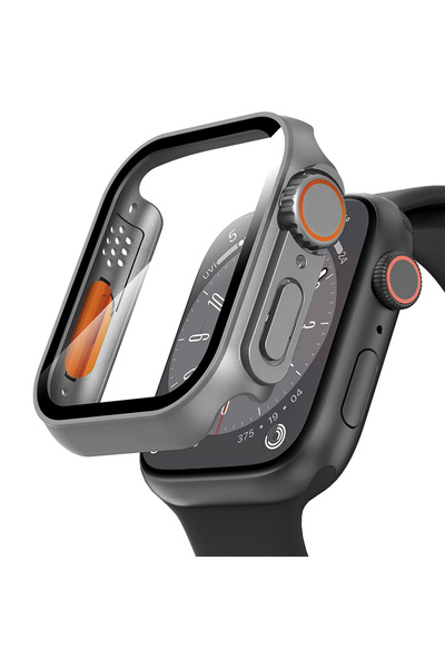 XGSM Carcasă 2 în 1 + Sticlă securizată pentru Apple Watch 4/5/6/SE 40MM, Gri...