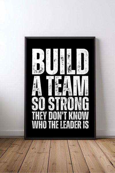 KEYFHOME Build a strong team english motivational quote framed mdf wall art p...
