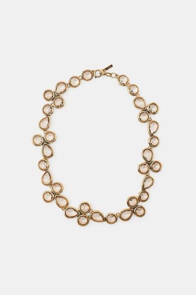 stravis Gold Color Transparent Crystal Stone Look Drop and Round Cut Vintage ...