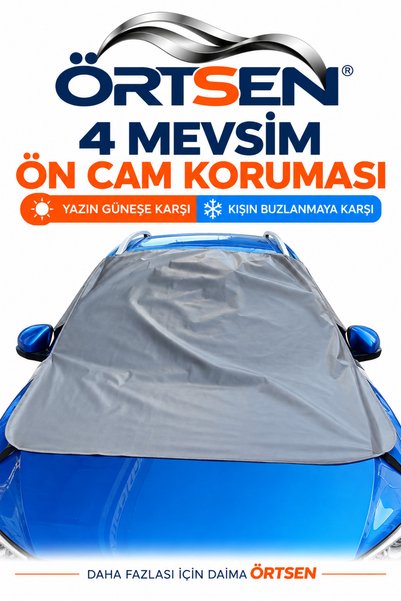 ÖRTSEN Çeyrek Oto Branda Ön Cam Koruyucu Güneşlik Kar Buz Don Önleyici 4 Mevs...