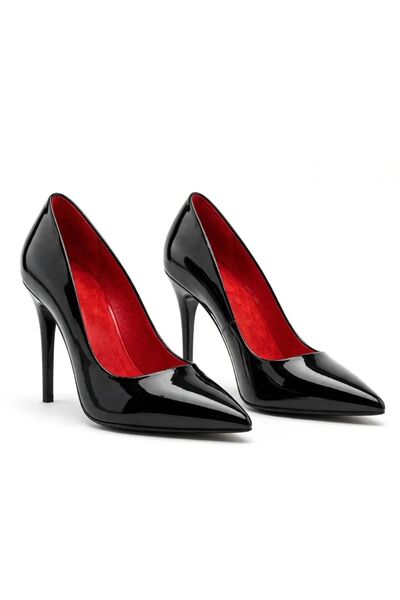 BUNİPARK Women's Stiletto Patent Leather High Thin Heeled Shoes 10cm