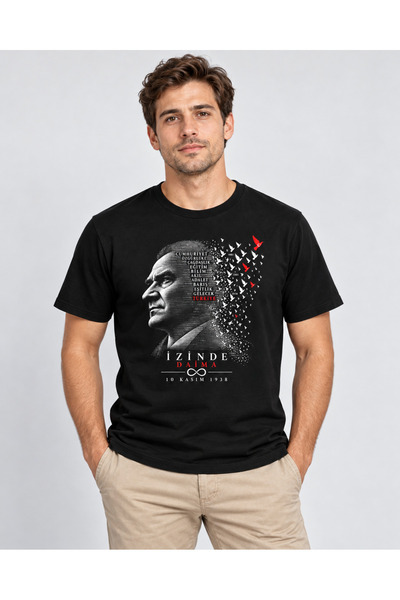 Alfa Tshirt تي شيرت أسود مطبوع بتقنية DTG بعبارة "تركيا دائماً على أرضها" ويح...